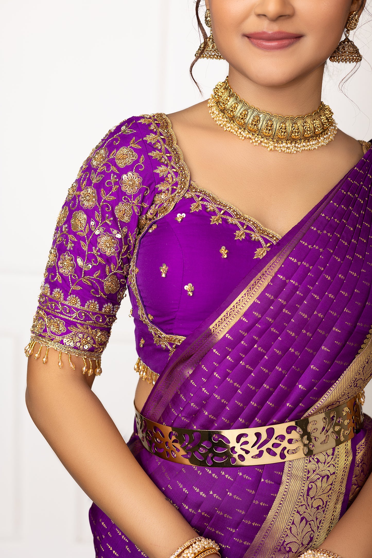 Purple Gold Woven Silk