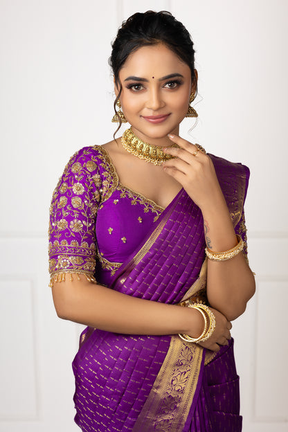 Purple Gold Woven Silk