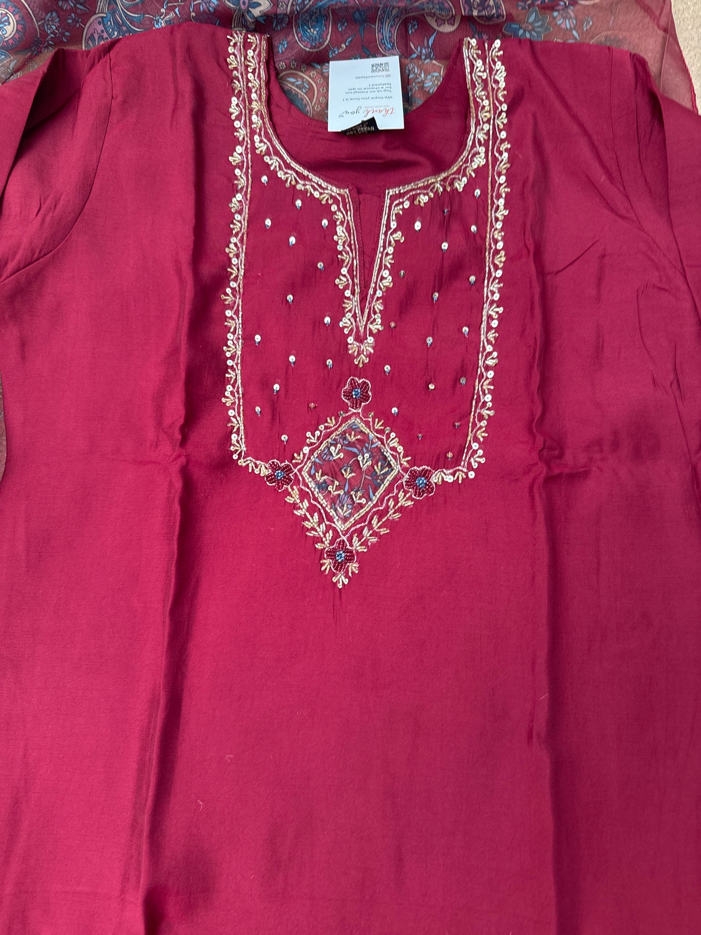 Maroon Muslin Suit