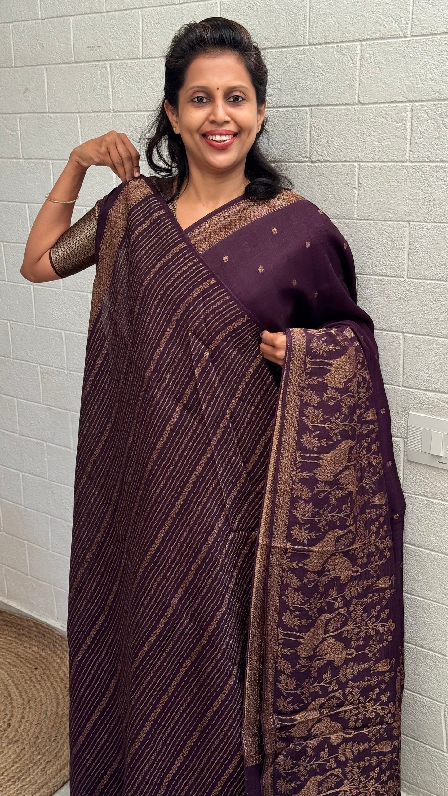 Moonga Tussar Flamingo