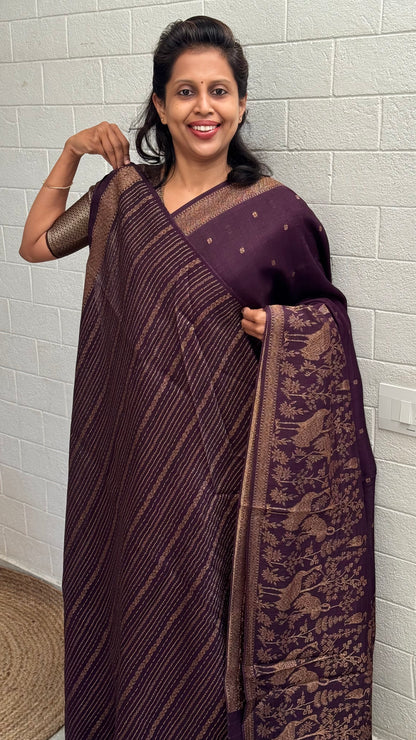 Moonga Tussar Flamingo