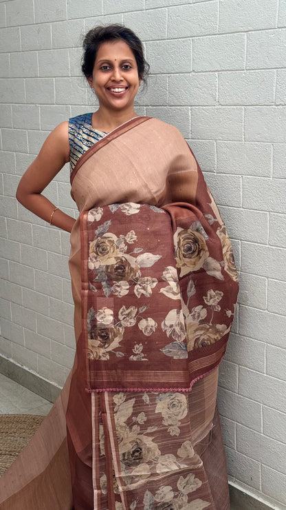 Pure Tussar Floral Saree