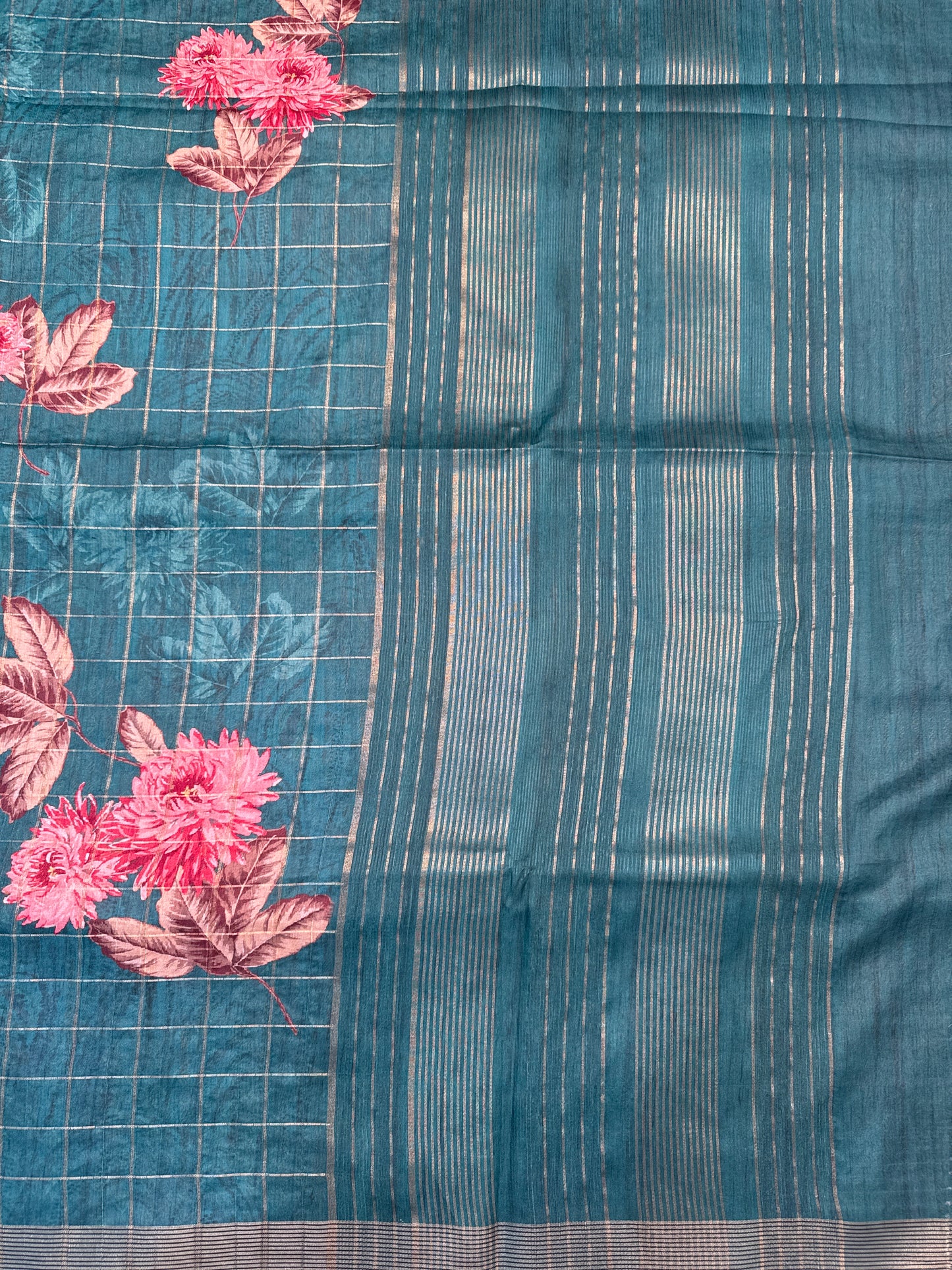 Tussar Floral Zari Border