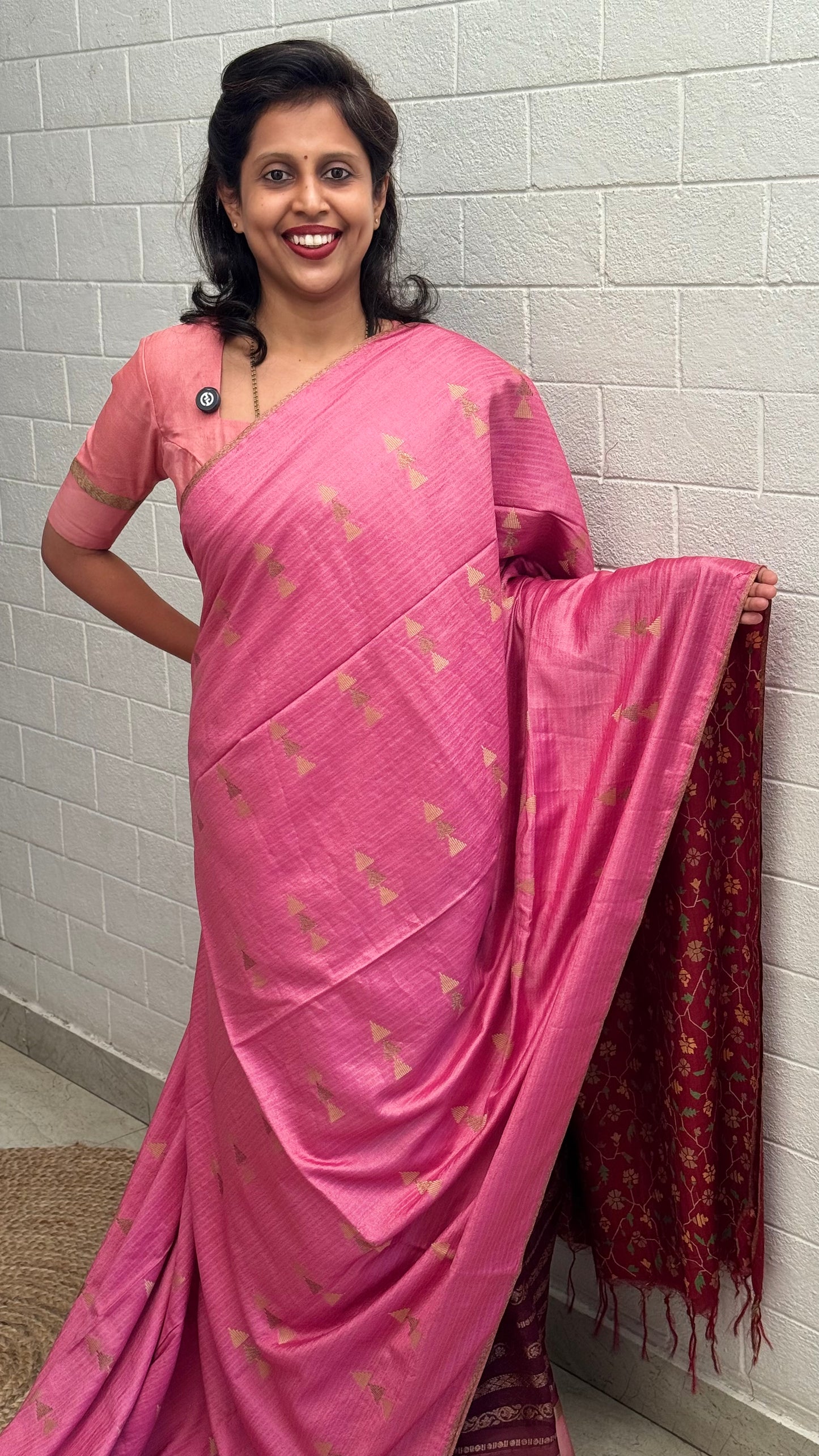 Chanderi Arrow Design Printed Blouse Saree