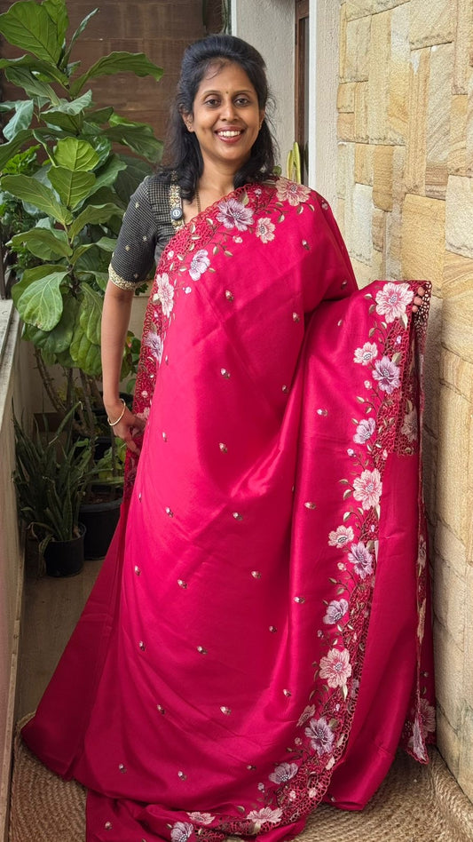 Tussar Silk Cutwork Saree