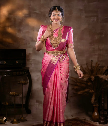 Pink & Purple Gold Woven Kanjivaram