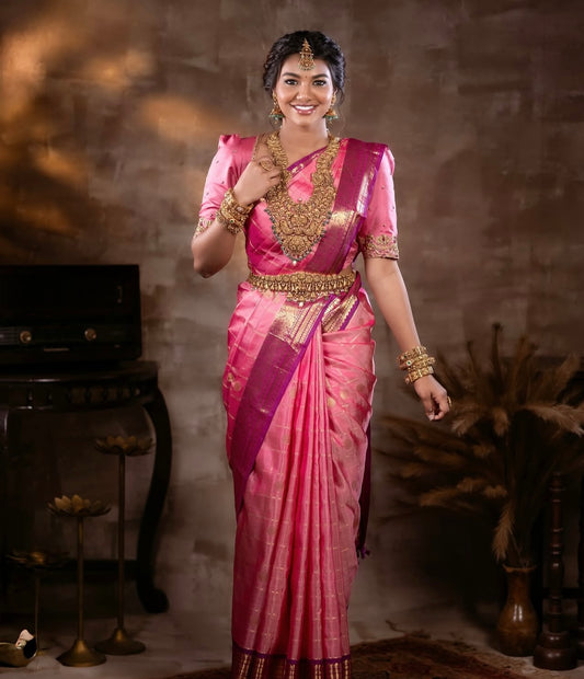 Pink & Purple Gold Woven Kanjivaram