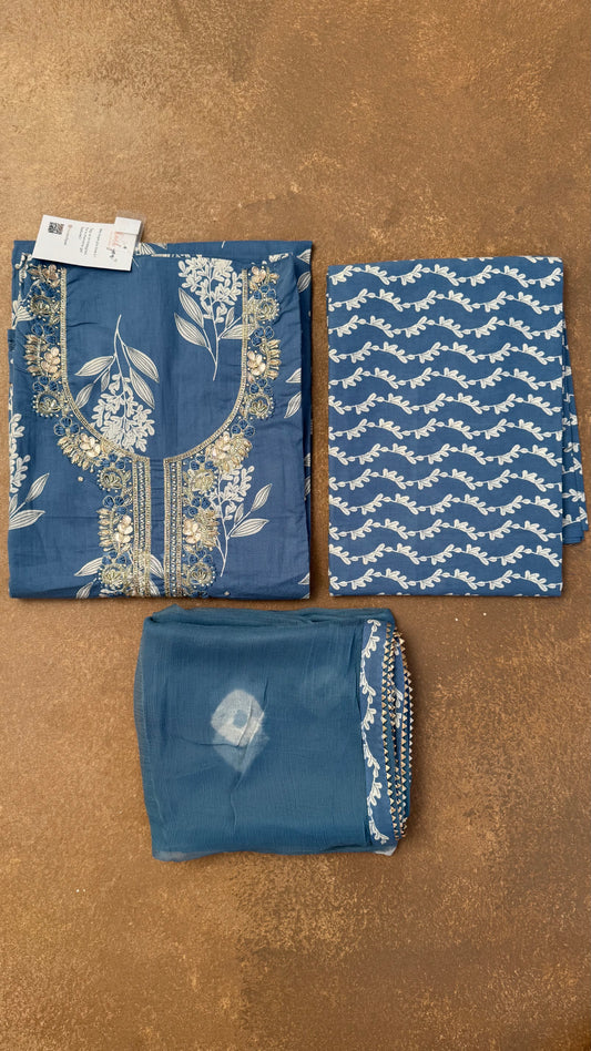 Cotton Embroidered Unstitched Suit