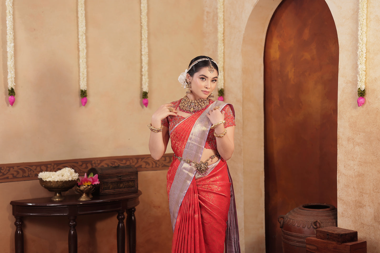 Red Lavender Kanjivaram