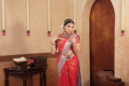 Red Lavender Kanjivaram