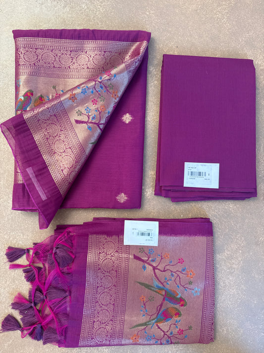 Chanderi Paithani Unstitched Suit