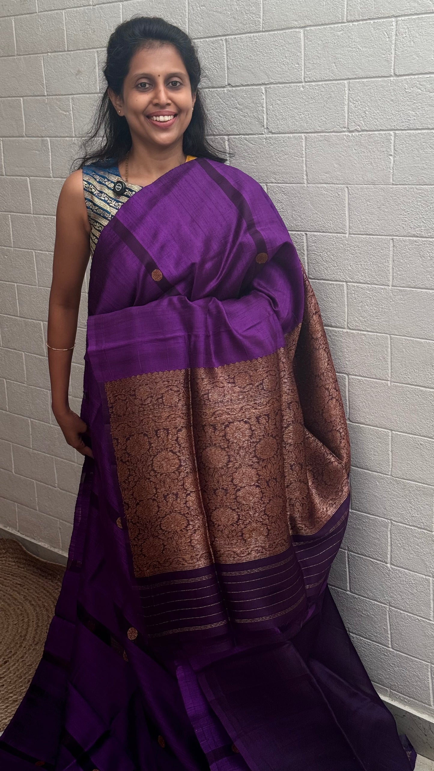 Pure Raw Silk Organza Fusion Saree