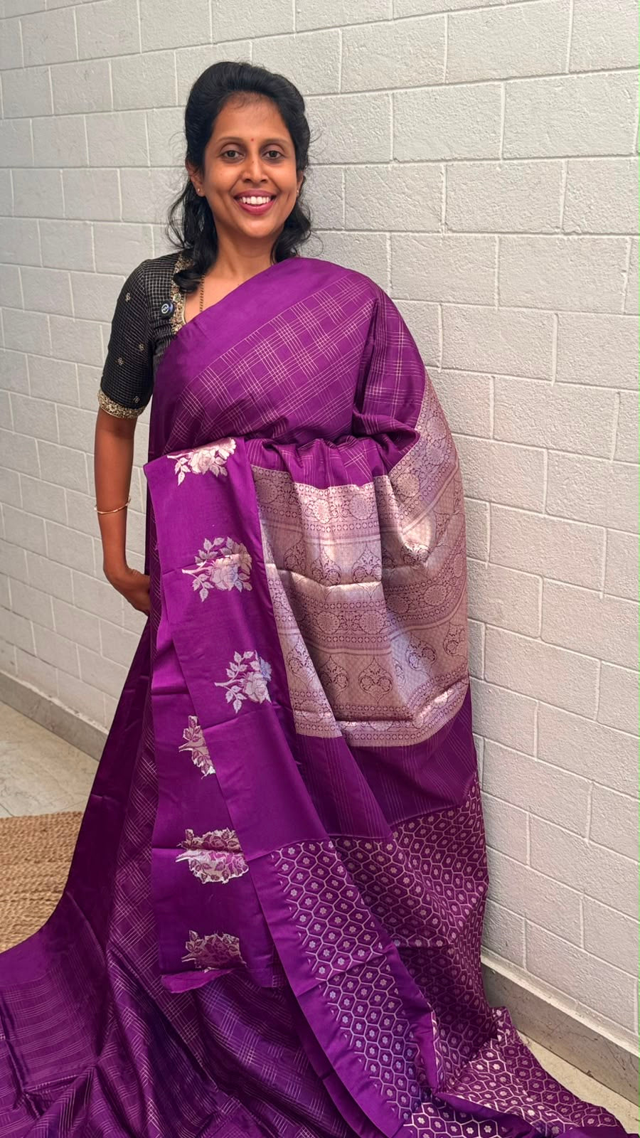 Georgette Checks Crush Saree