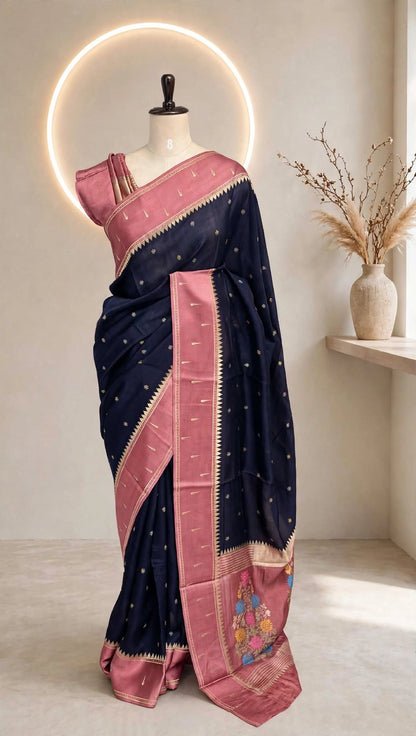 Blended Kosa Meenakari with Paithani Saree