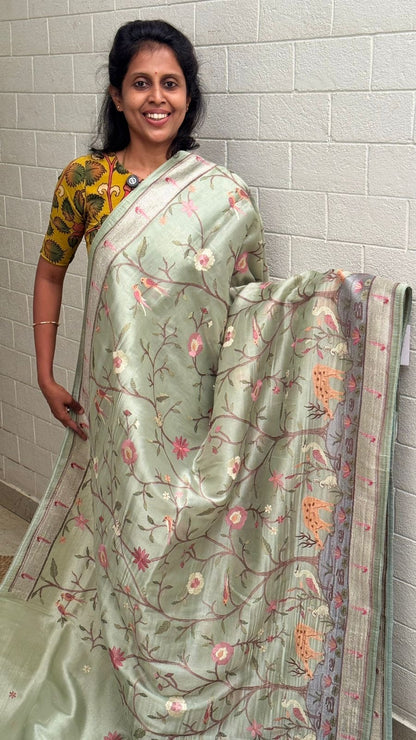 Tissue Embroidered Saree