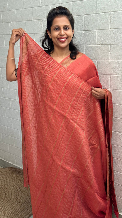 Moonga Tussar Flamingo