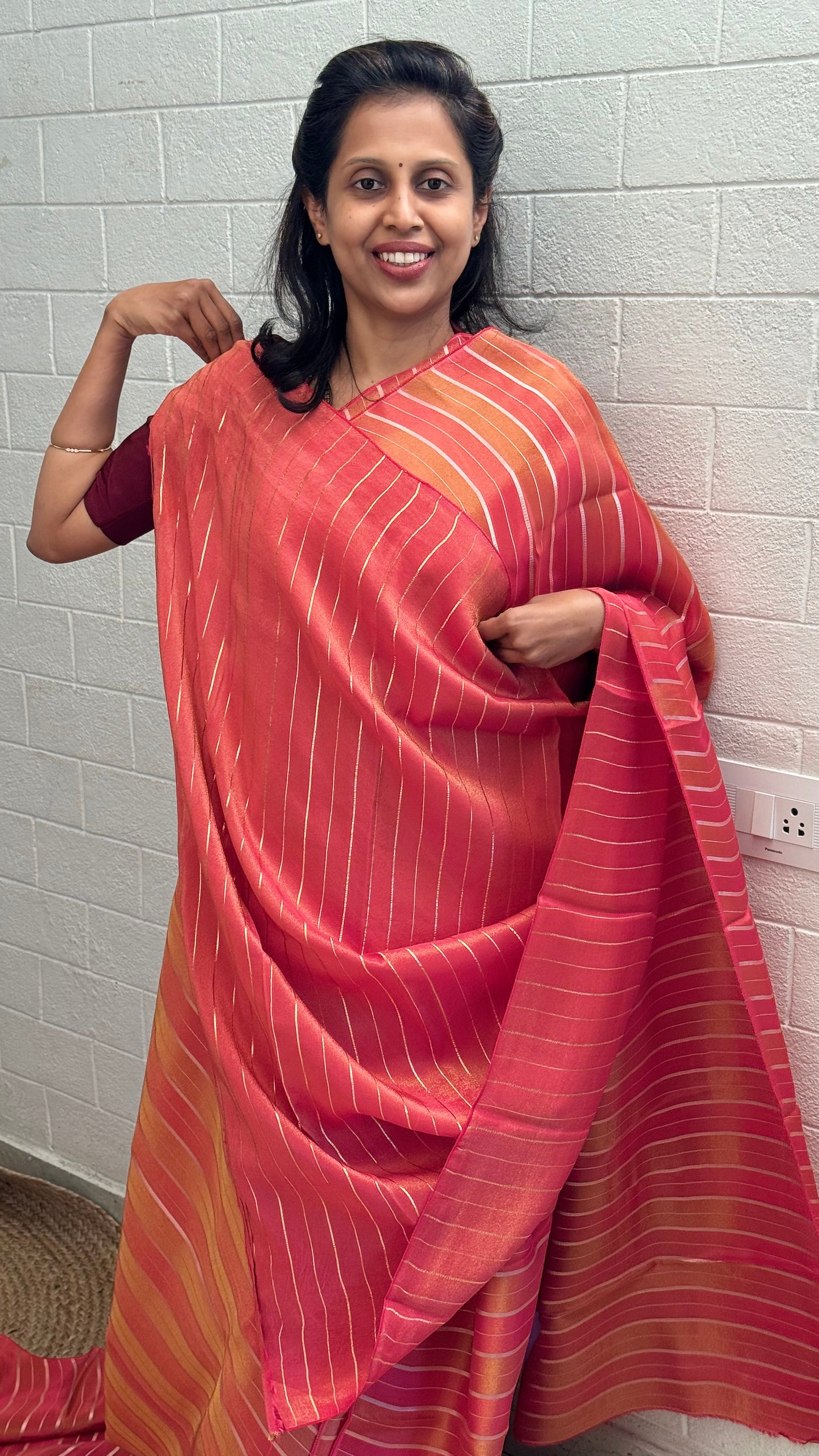 Tissue Vertical Line Saree
