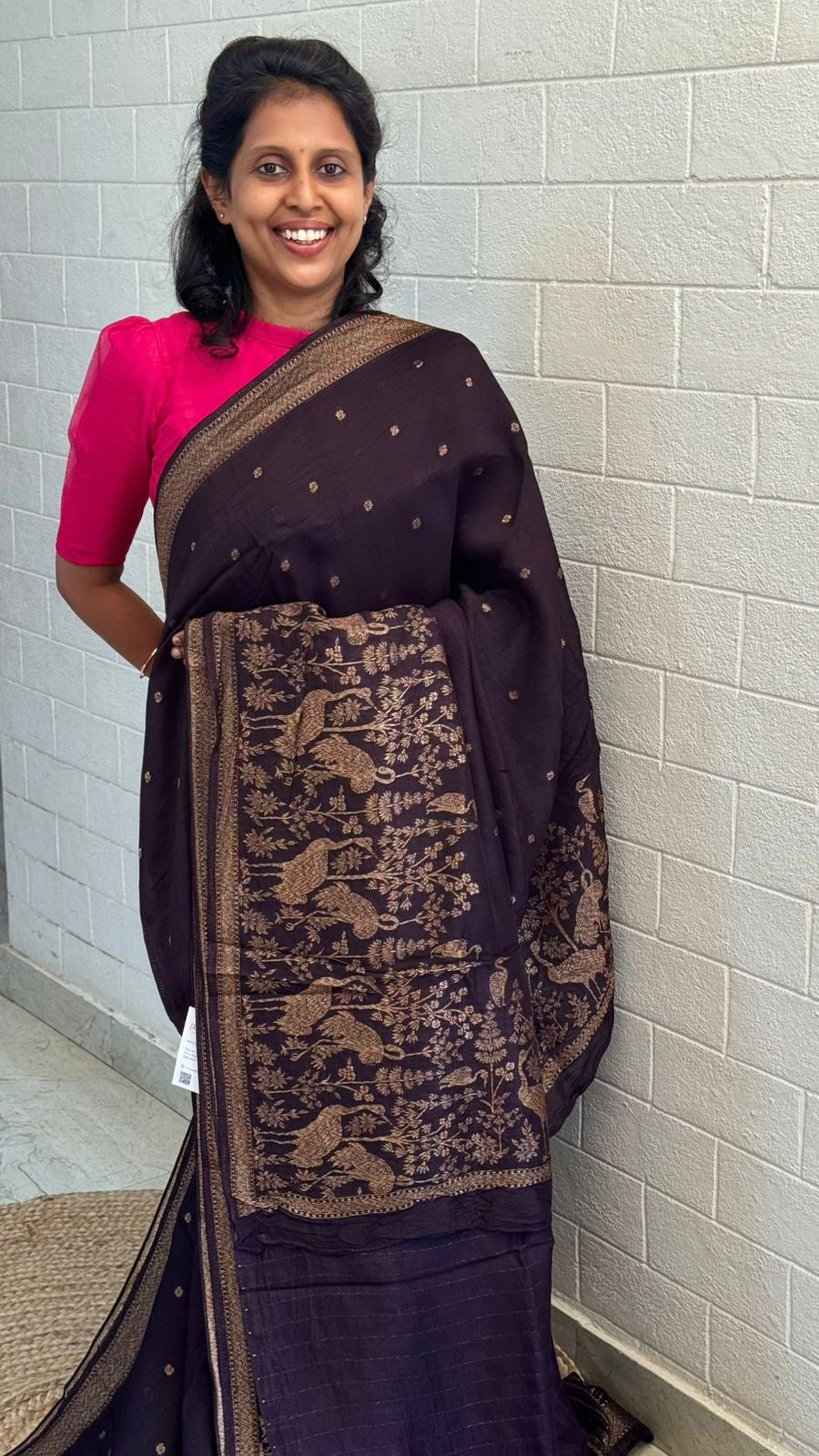 Moonga Tussar Flamingo Saree