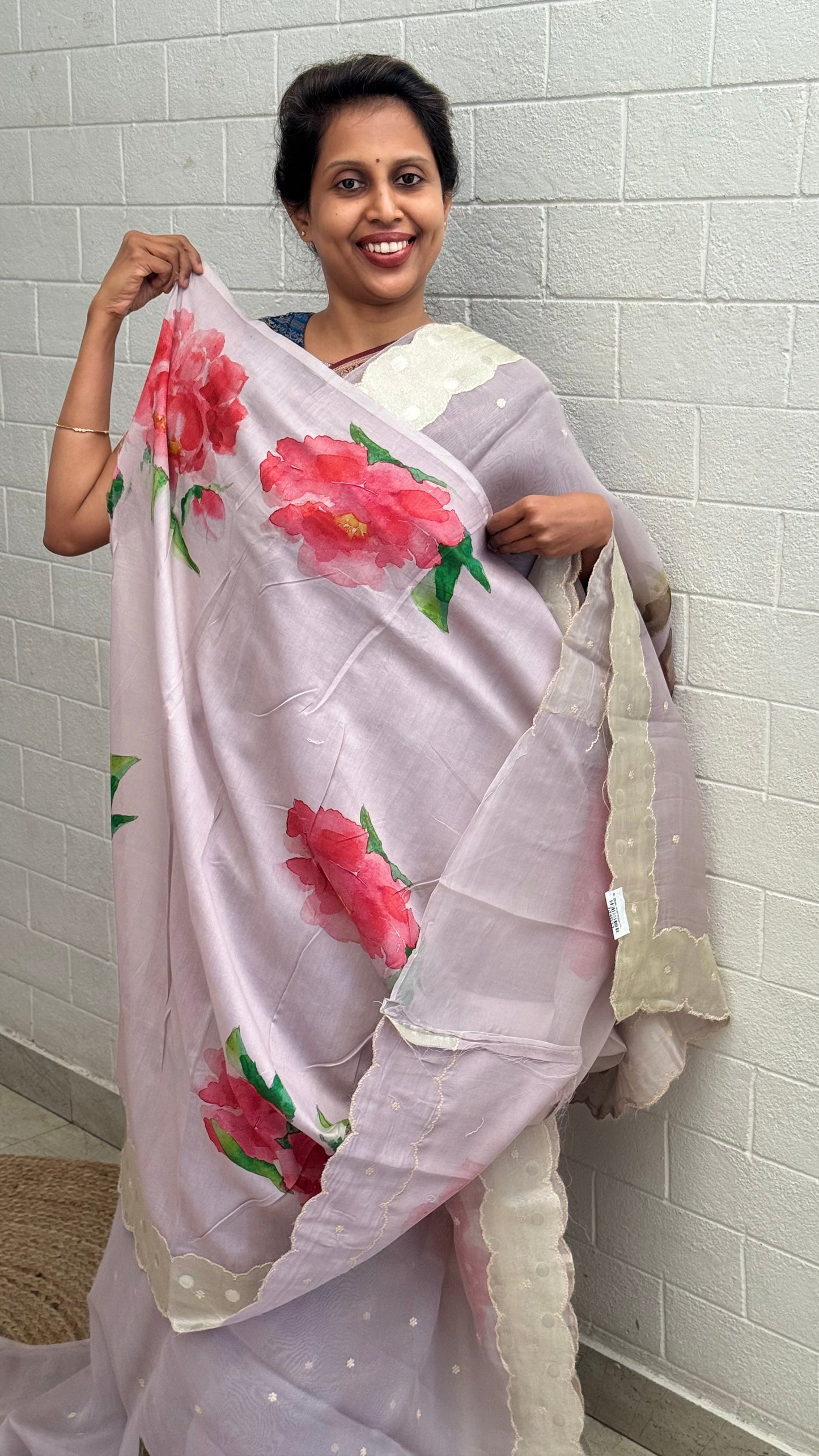 Pure Organza Pastel Scallop Saree