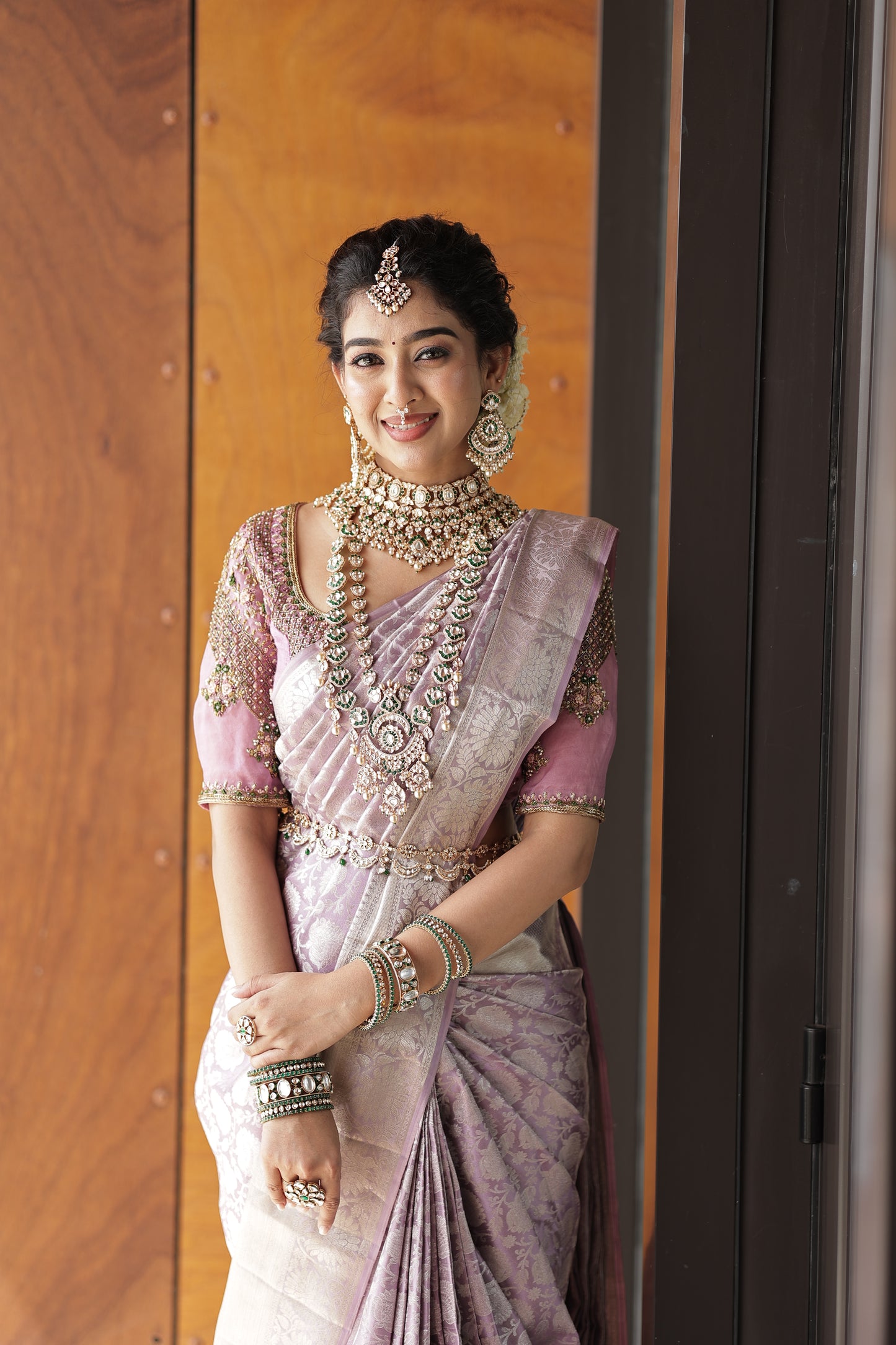 Mauve Tissue Silver Woven Silk