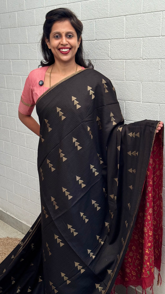 Chanderi Arrow Design Printed Blouse Saree