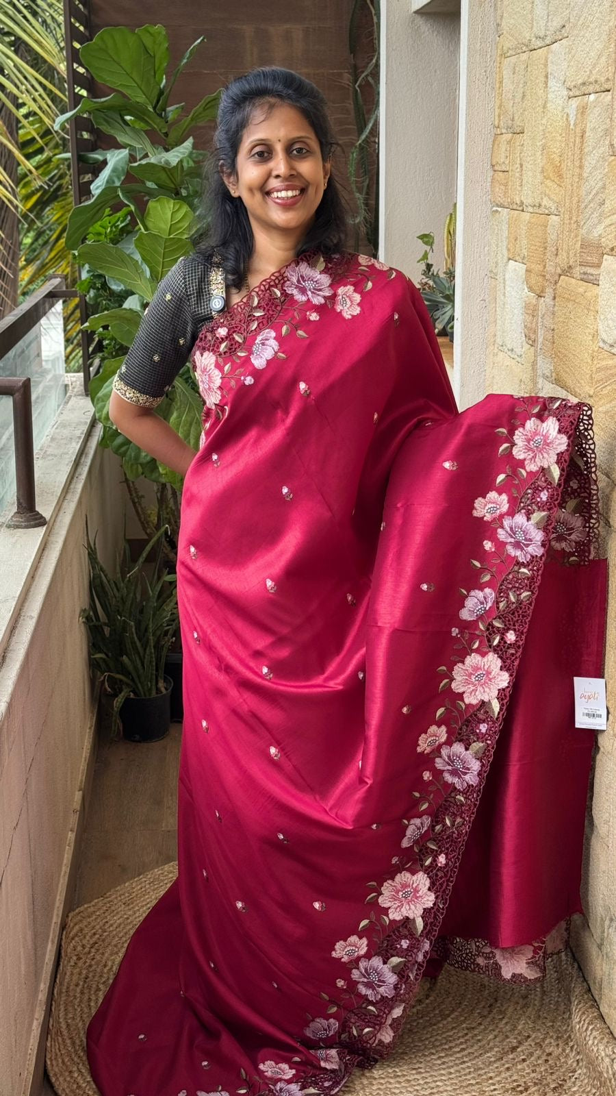 Tussar Silk Cutwork Saree