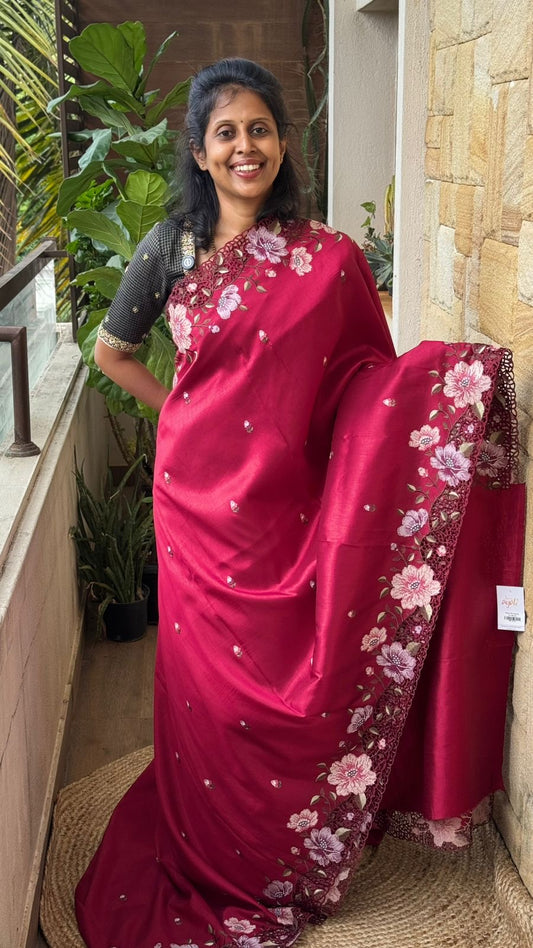 Tussar Silk Cutwork Saree