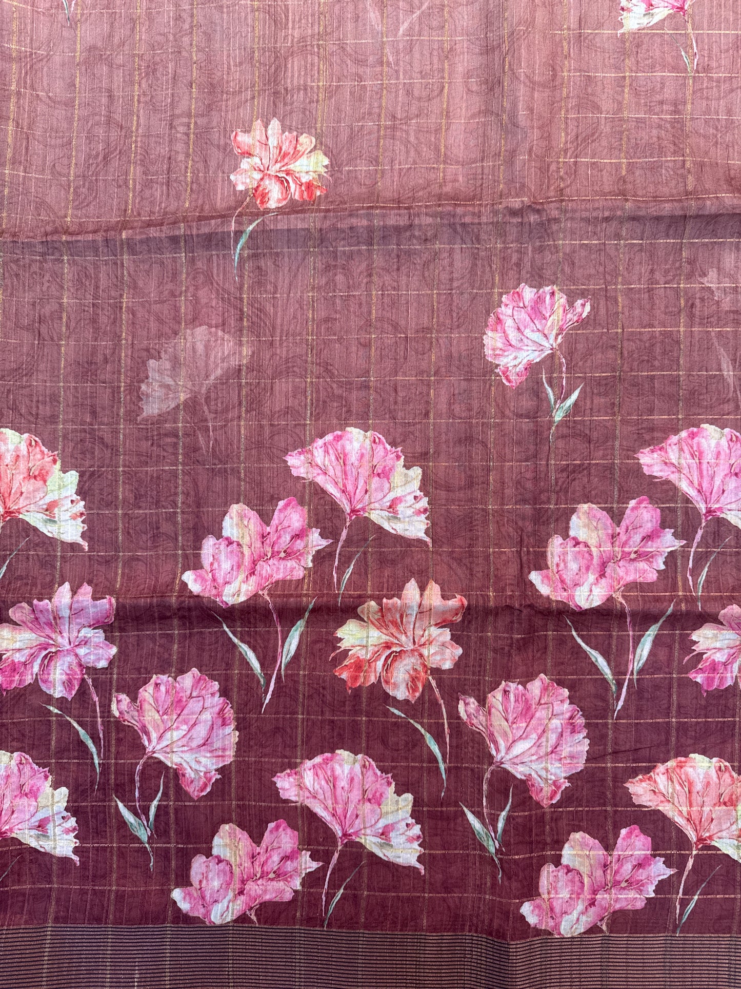 Tussar Floral Zari Border