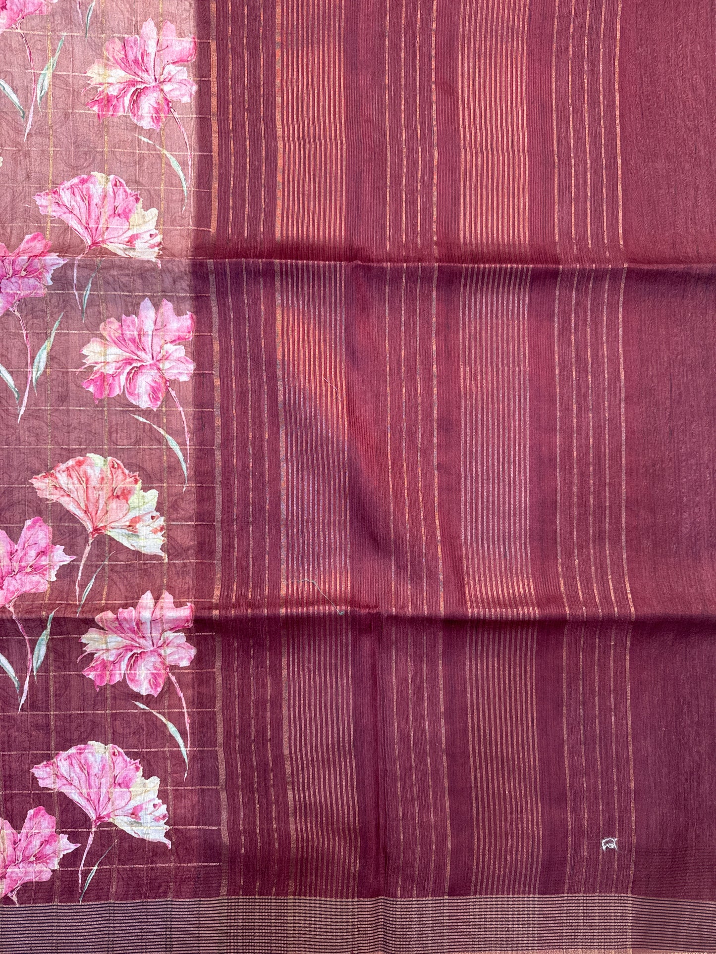 Tussar Floral Zari Border