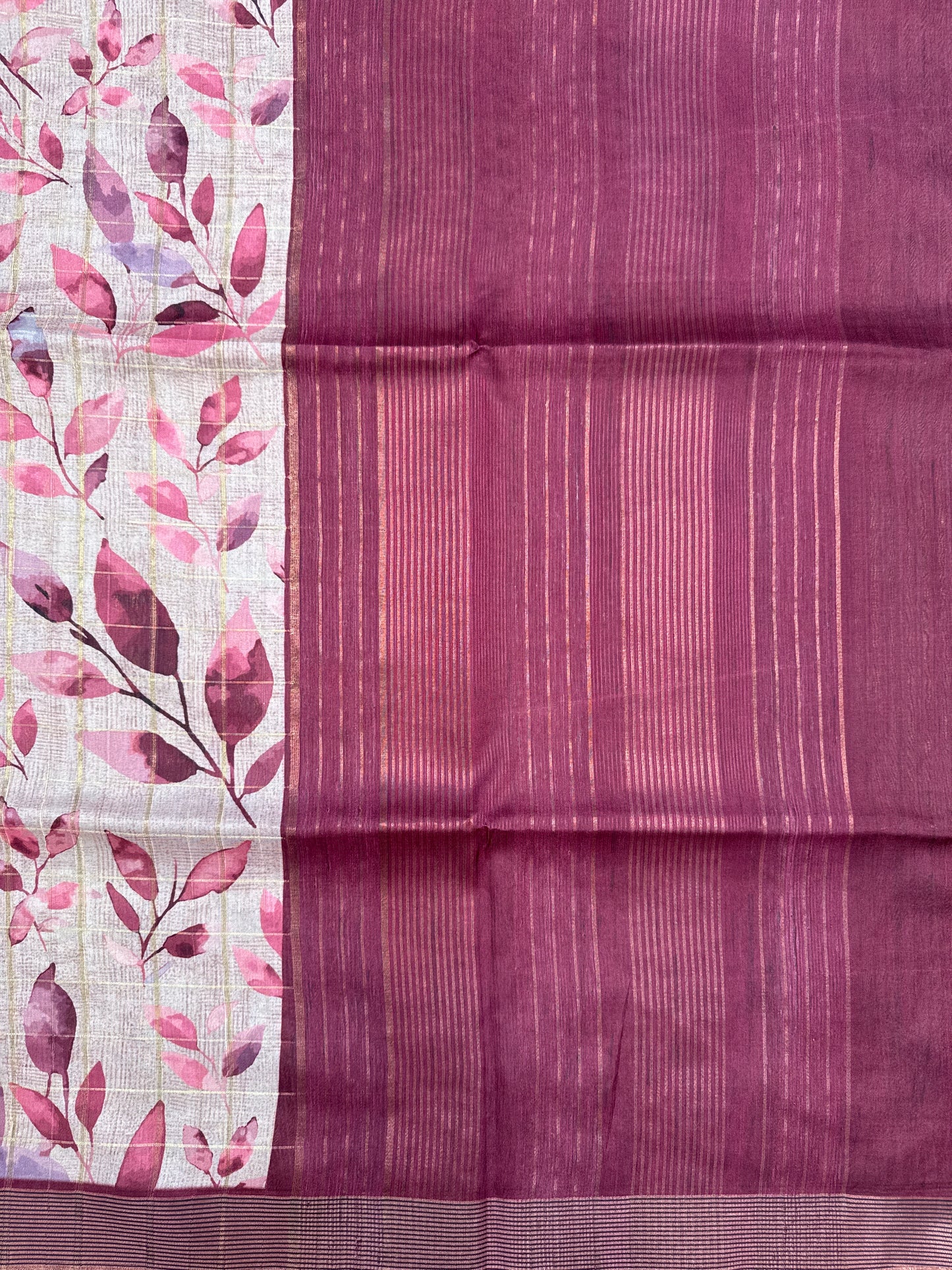 Tussar Floral Zari Border