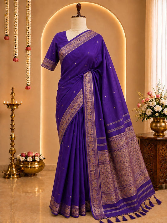 Pure Kanjivaram Purple Silk Saree