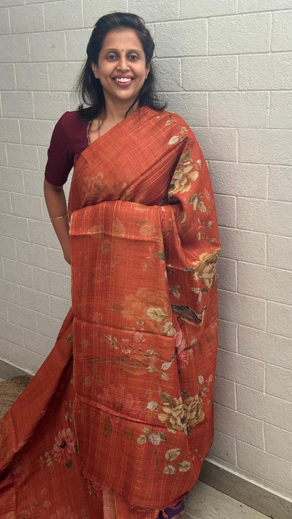 Pure Tussar Printed Saree