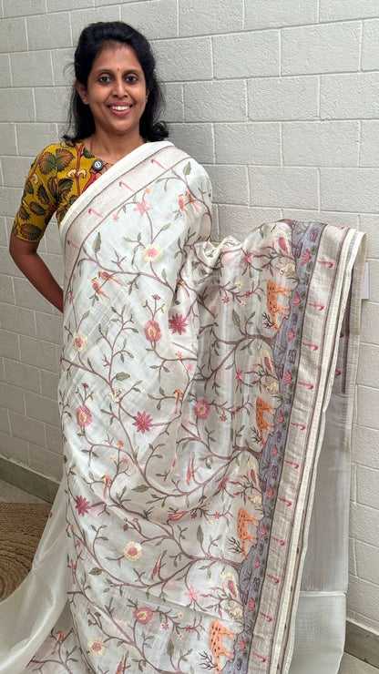 Tissue Embroidered Saree