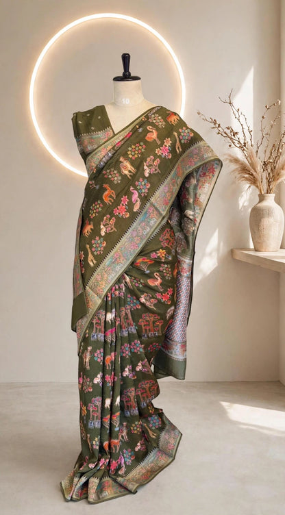 Kanni Silk Meenakari Saree