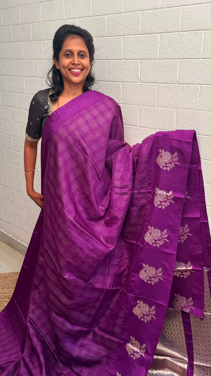 Georgette Checks Crush Saree