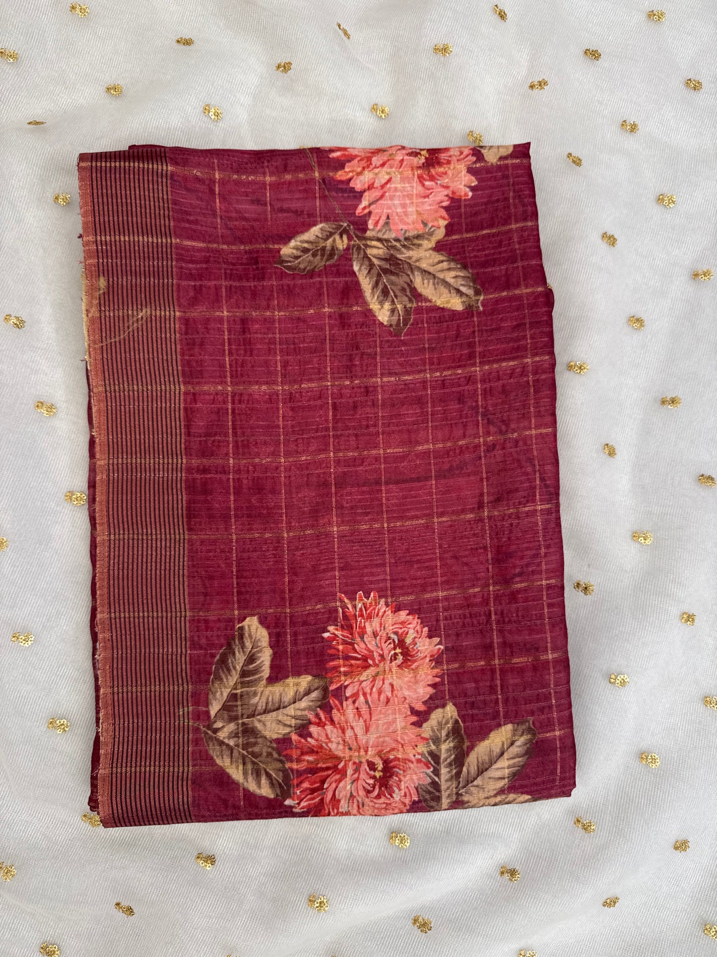 Tussar Floral Zari Border