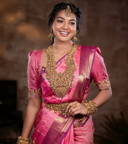 Pink & Purple Gold Woven Kanjivaram