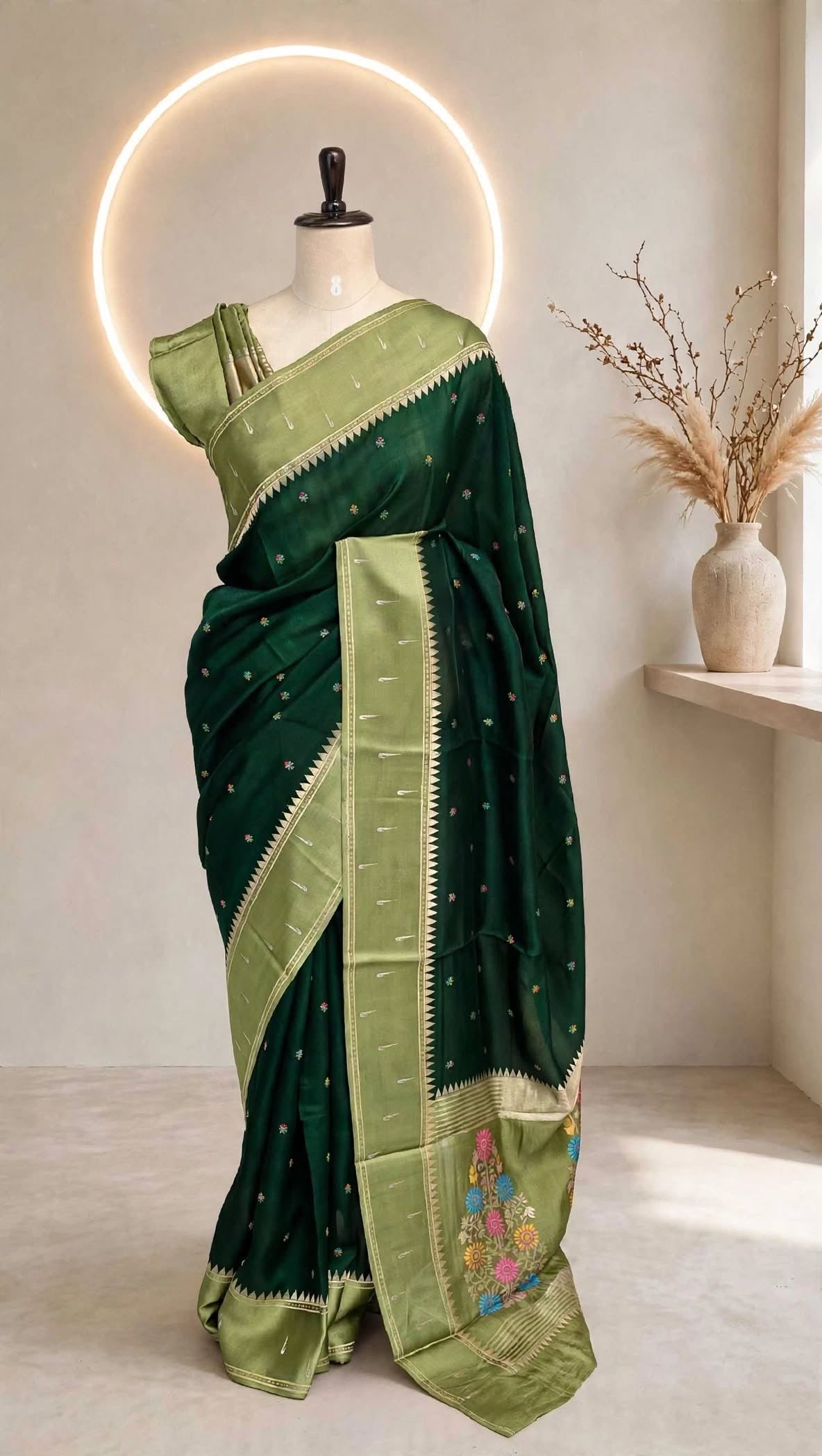 Blended Kosa Meenakari with Paithani Saree