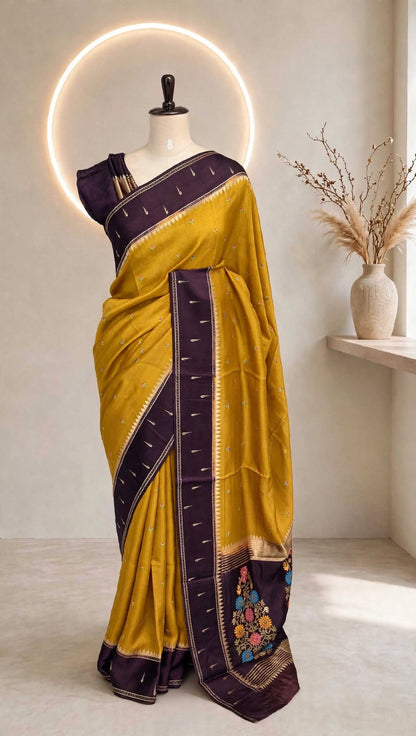 Blended Kosa Meenakari with Paithani Saree