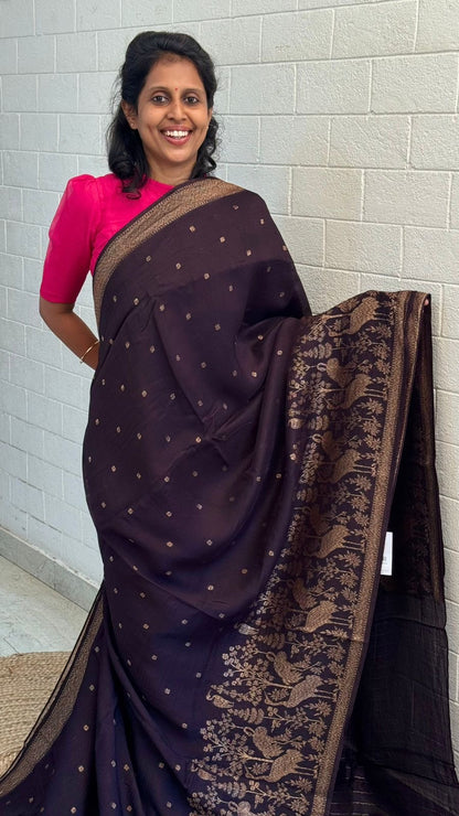 Moonga Tussar Flamingo Saree