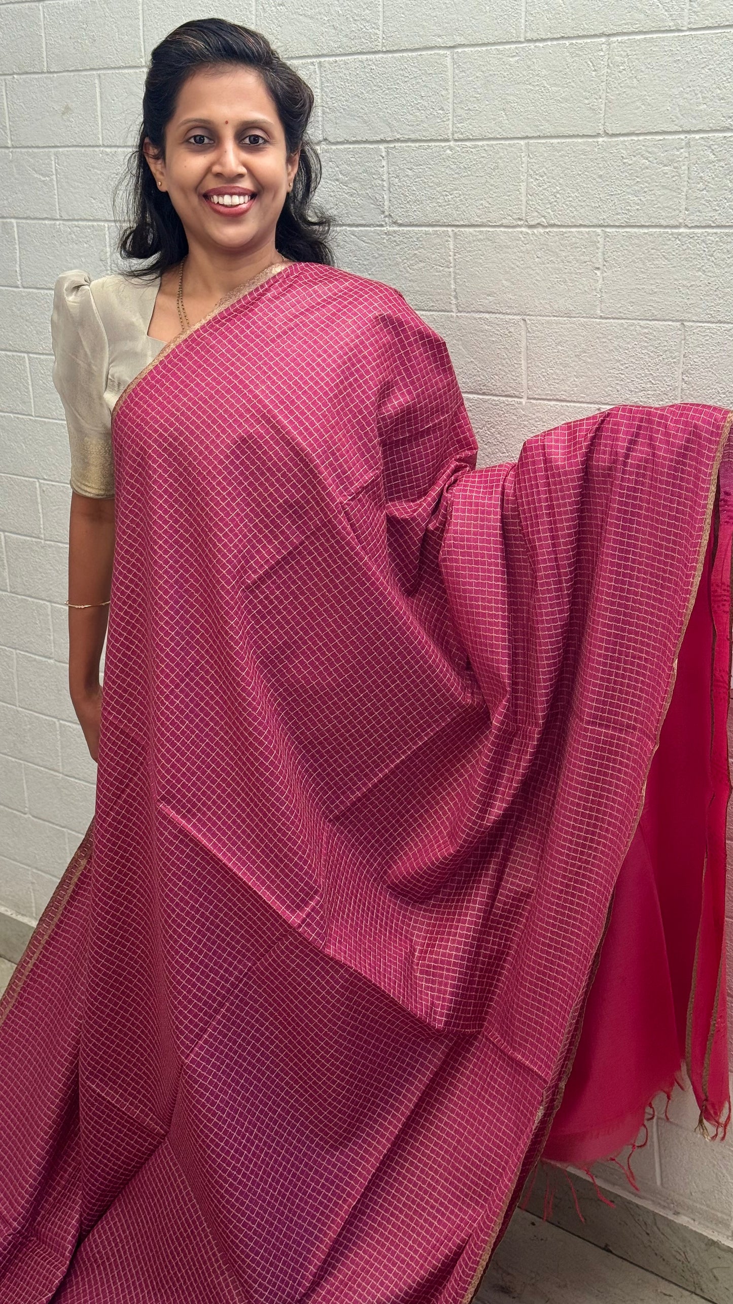 Chanderi Checkered Saree