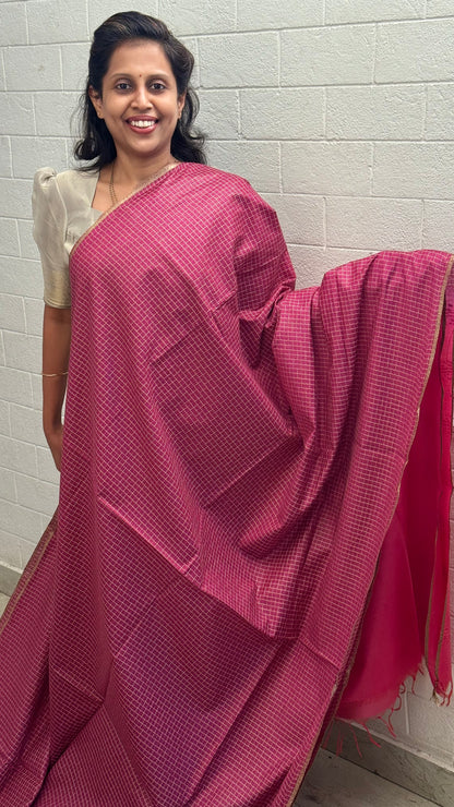 Chanderi Checkered Saree