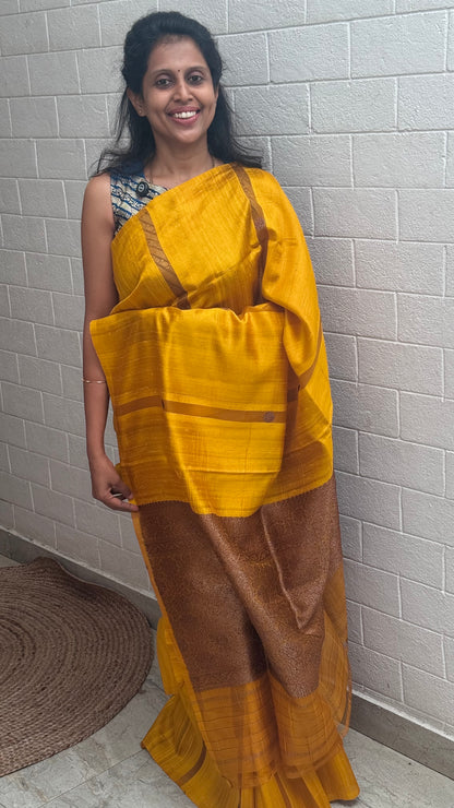 Pure Raw Silk Organza Fusion Saree