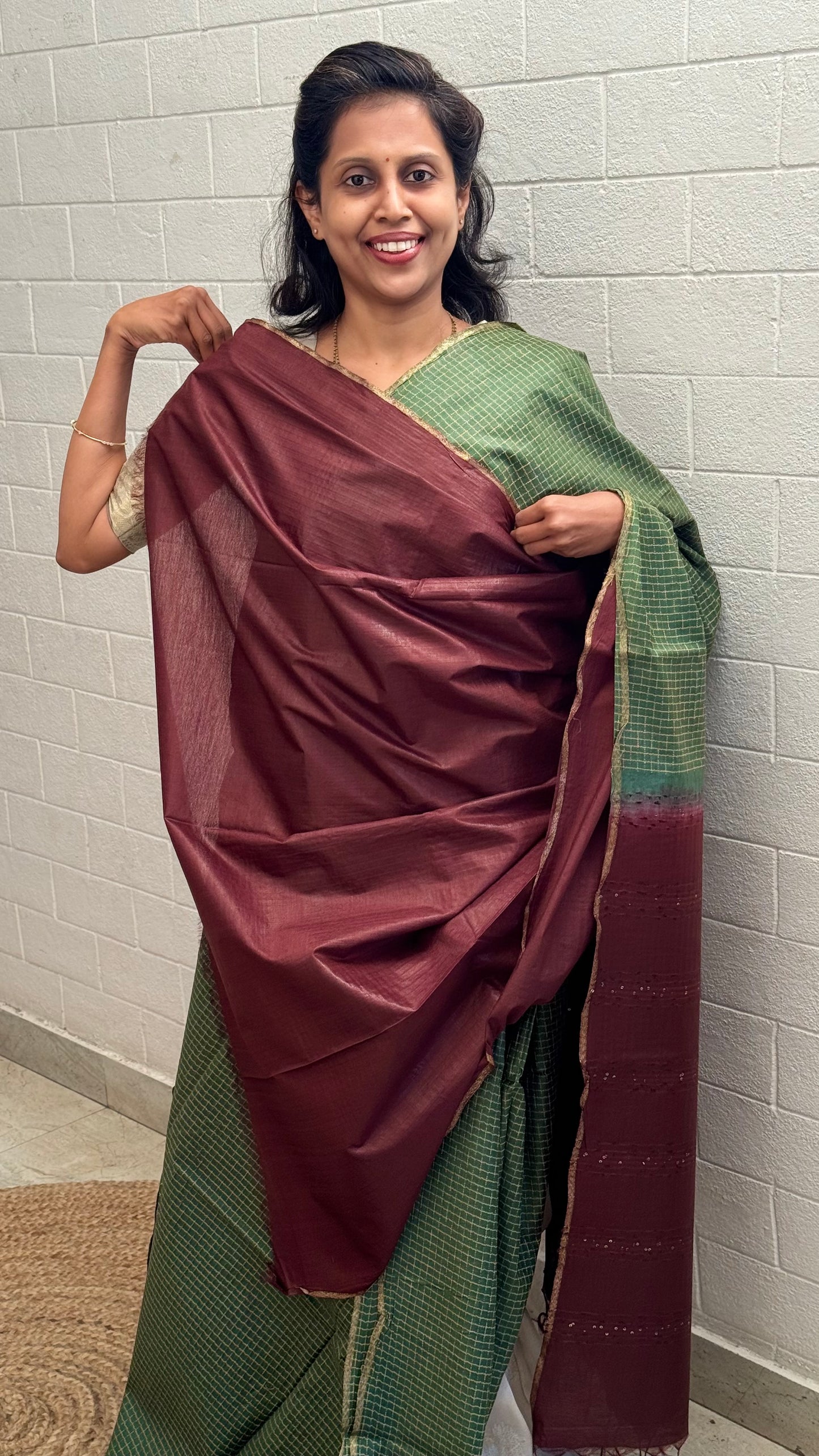 Chanderi Checkered Saree