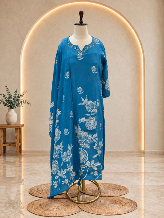 Blue Silk Ready to Wear Suit