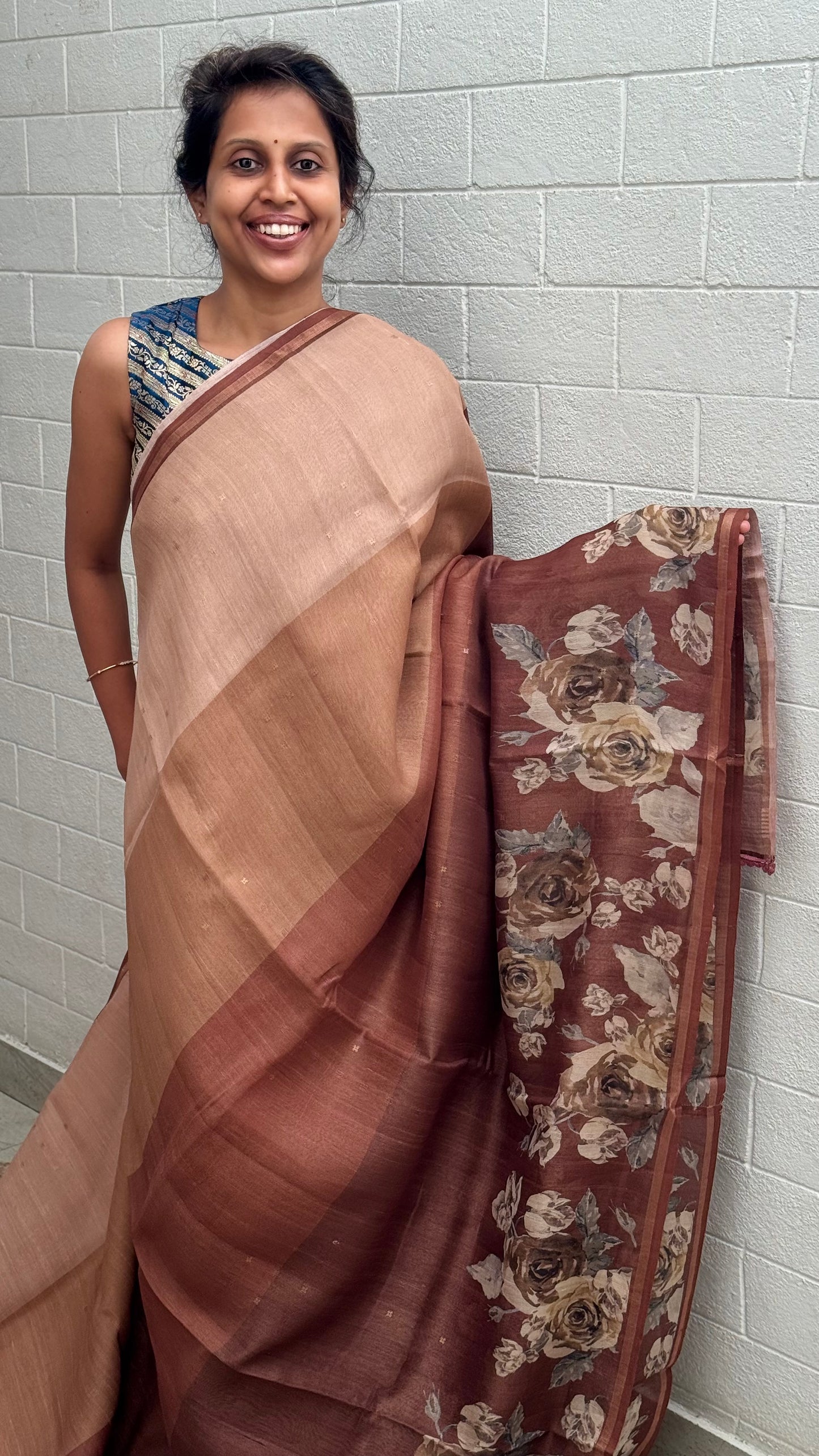 Pure Tussar Floral Saree