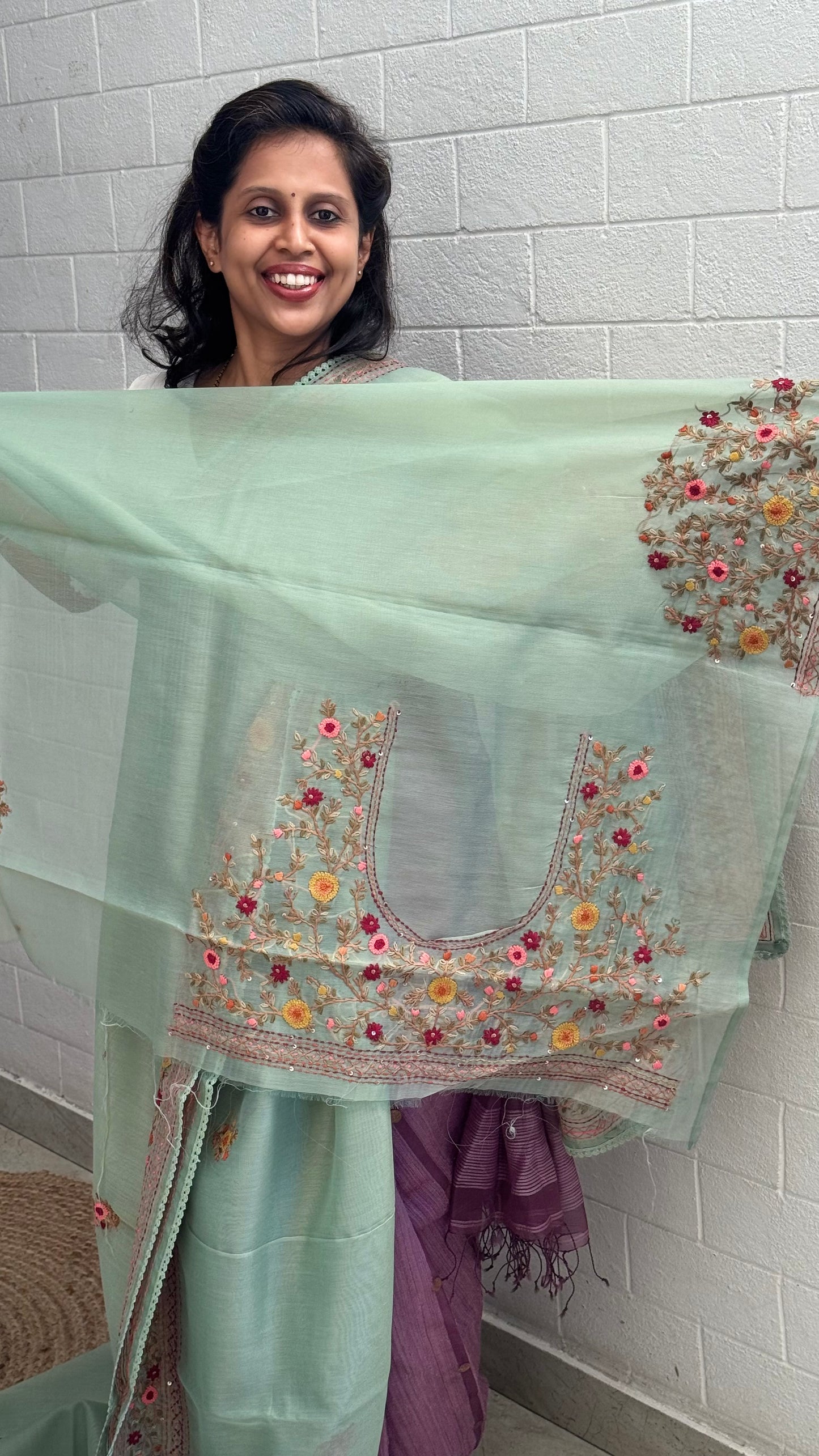Linen Tissue Embroidered Saree