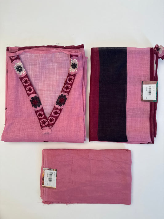 Linen Shape Kantha Unsticthed Suit