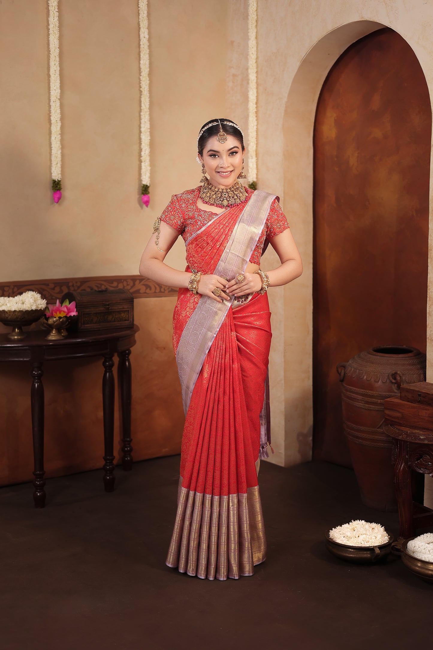 Red Lavender Kanjivaram