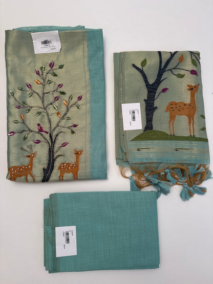 Chanderi Deer Unstitched Suit